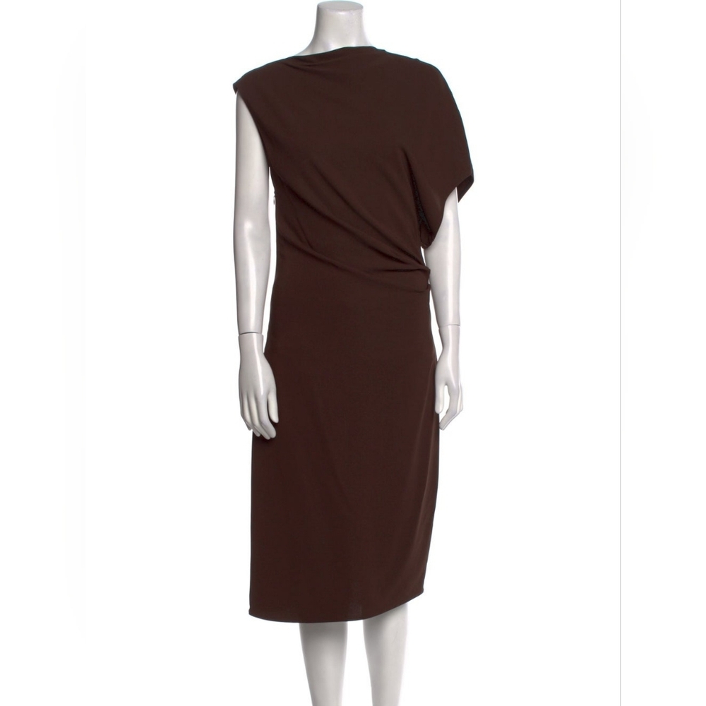 Balenciaga One Shoulder Brown Dress